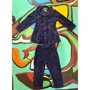 Vintage 1990s Les Filles Sportive Navy Velour Two-Piece Set – Girls 2T